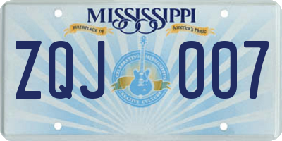 MS license plate ZQJ007
