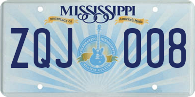 MS license plate ZQJ008