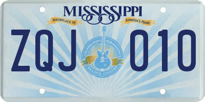 MS license plate ZQJ010