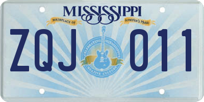 MS license plate ZQJ011