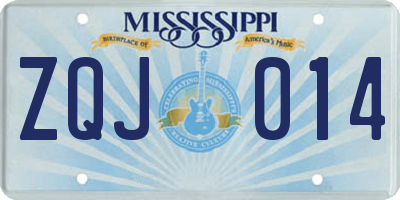 MS license plate ZQJ014