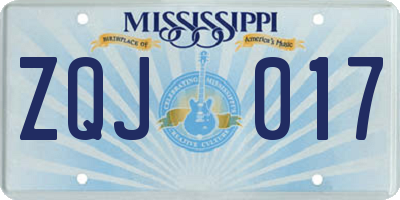 MS license plate ZQJ017
