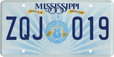 MS license plate ZQJ019