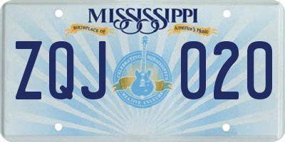 MS license plate ZQJ020