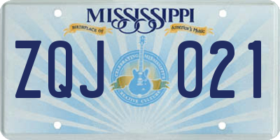 MS license plate ZQJ021