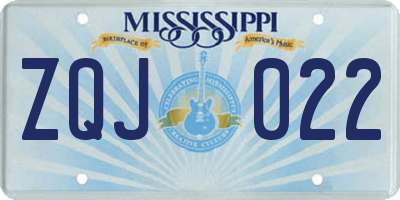 MS license plate ZQJ022