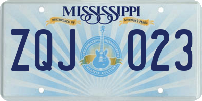 MS license plate ZQJ023