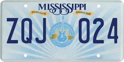MS license plate ZQJ024