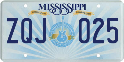 MS license plate ZQJ025