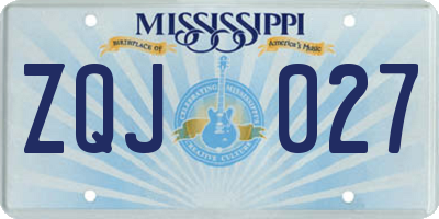 MS license plate ZQJ027