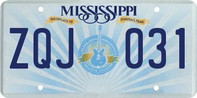 MS license plate ZQJ031