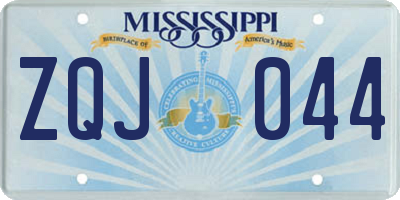 MS license plate ZQJ044