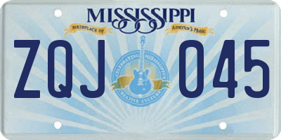 MS license plate ZQJ045