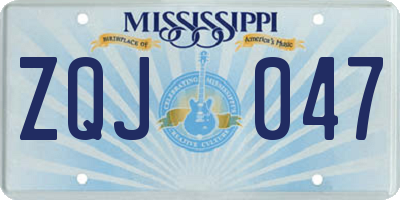 MS license plate ZQJ047