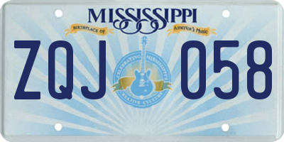 MS license plate ZQJ058