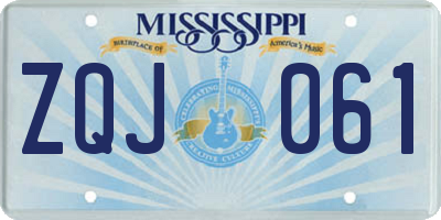 MS license plate ZQJ061