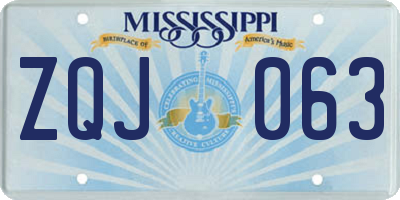 MS license plate ZQJ063