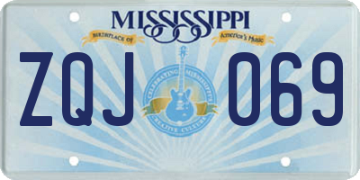 MS license plate ZQJ069