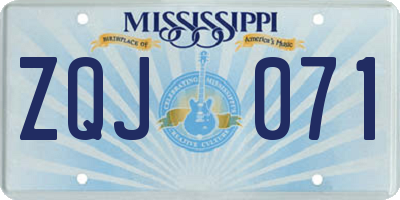 MS license plate ZQJ071