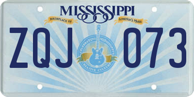 MS license plate ZQJ073