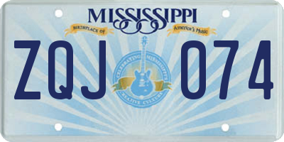 MS license plate ZQJ074