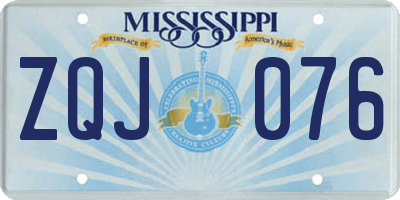 MS license plate ZQJ076