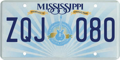 MS license plate ZQJ080