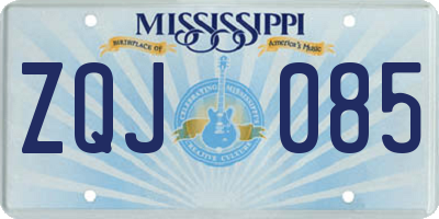 MS license plate ZQJ085
