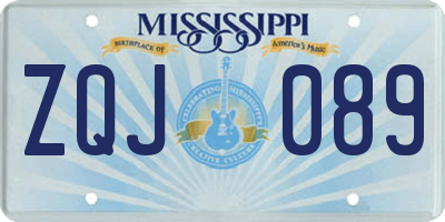 MS license plate ZQJ089