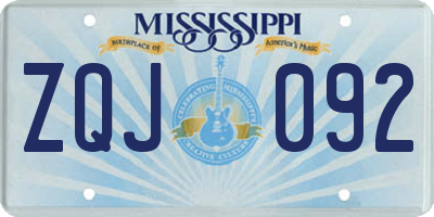 MS license plate ZQJ092