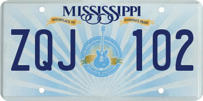 MS license plate ZQJ102