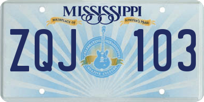 MS license plate ZQJ103