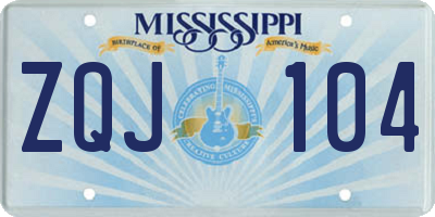 MS license plate ZQJ104