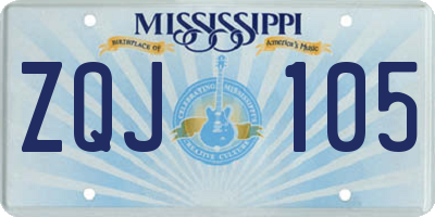 MS license plate ZQJ105