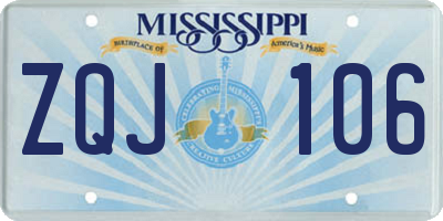 MS license plate ZQJ106