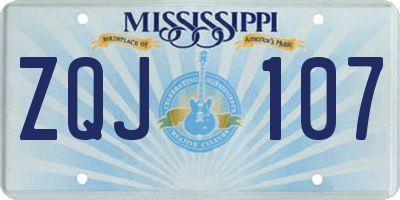 MS license plate ZQJ107