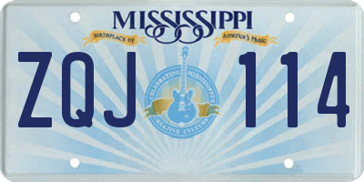 MS license plate ZQJ114