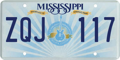 MS license plate ZQJ117