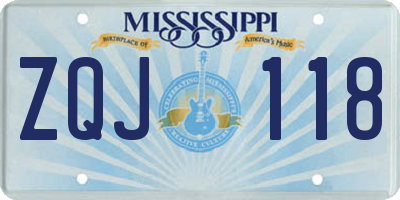 MS license plate ZQJ118