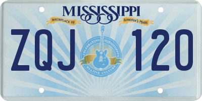MS license plate ZQJ120