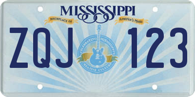 MS license plate ZQJ123