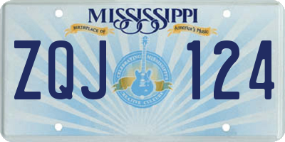 MS license plate ZQJ124