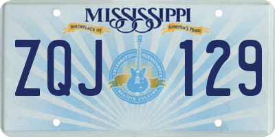 MS license plate ZQJ129