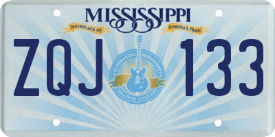MS license plate ZQJ133