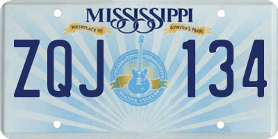 MS license plate ZQJ134