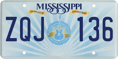 MS license plate ZQJ136