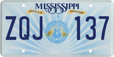MS license plate ZQJ137
