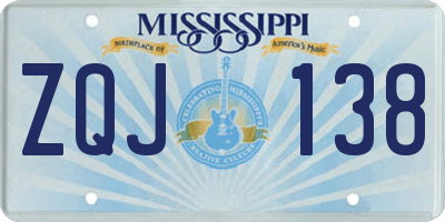 MS license plate ZQJ138