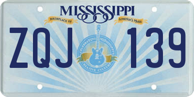 MS license plate ZQJ139