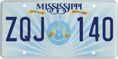 MS license plate ZQJ140